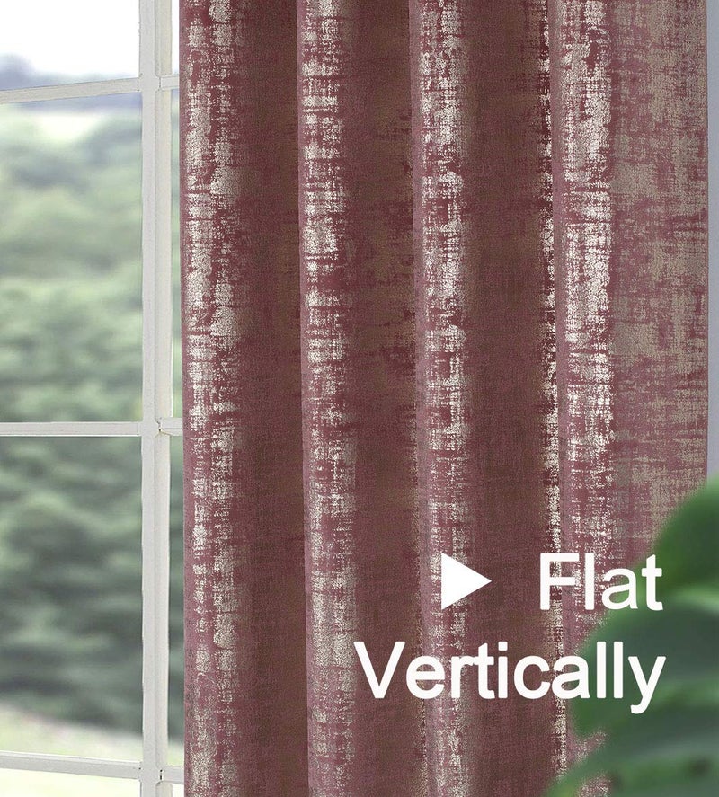always4u Wild Rose Soft Velvet Curtains 63 Inch Length Luxury Bedroom Curtains Gold Foil Print Window Treatments for Living Room Set of 2 - Image 4